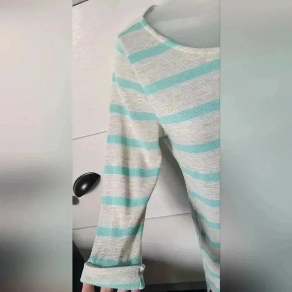 Ginger G striped scoop neck top, 3/4 sleeve, womens medium, lightweight stretchy - Picture 6 of 16